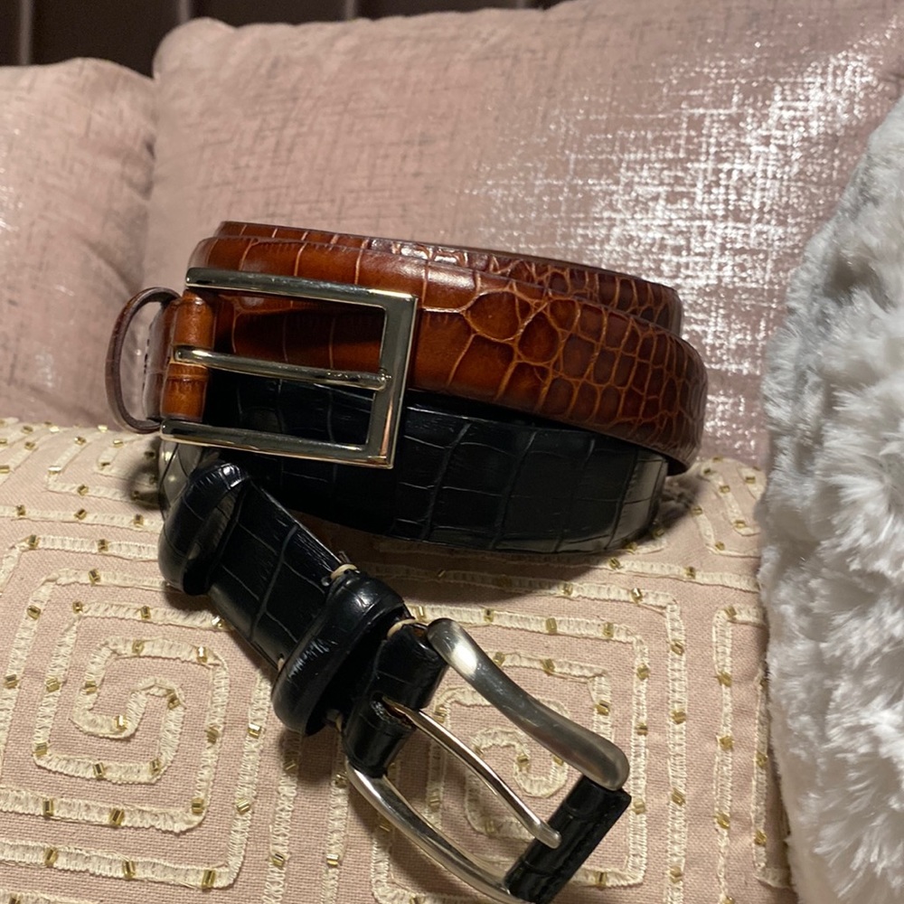 Leather embossed belts